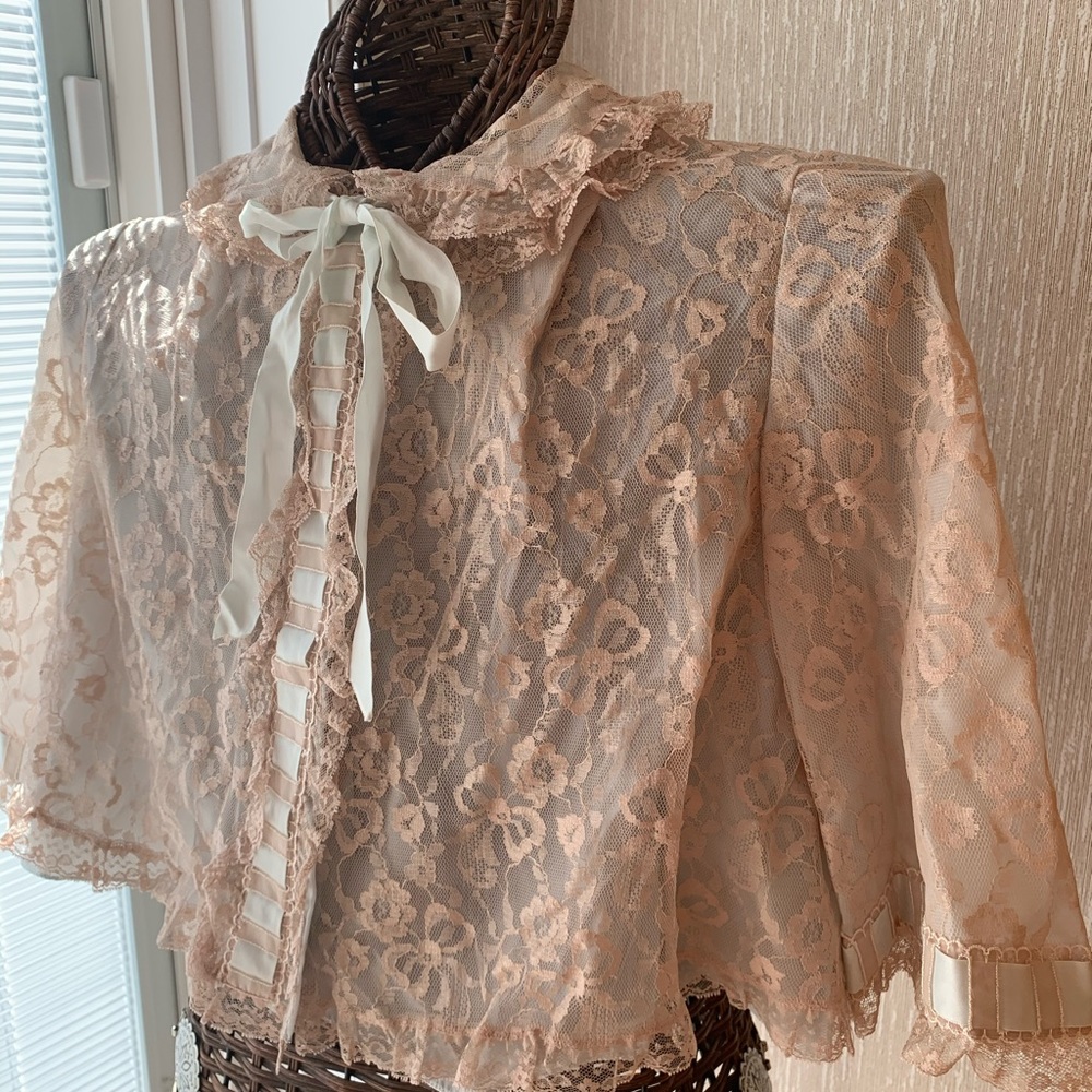 Vintage Bed Jacket Odette Barsa Lace Satin